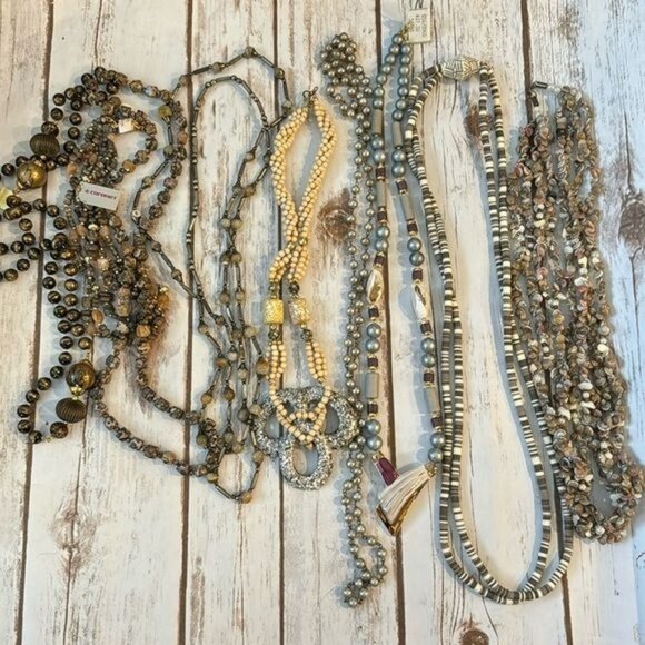 Jewelry - Lot of 9 Beaded Necklaces Gray Brown Nude Colors Vintage 80s 90s